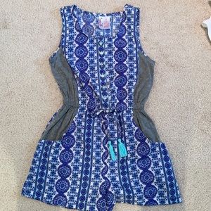Girls blue pattern romper. Perfect condition